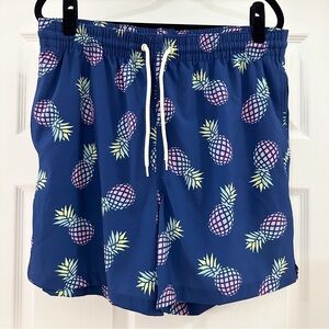 Wave Zone Pineapple Print Swim Trunks Swimsuit Blue sz Large